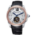 S80054 SKONE Genuine leather band transparent stainless steel back mens automatic watch